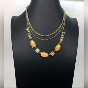 Ann Taylor Factory Rose Quartz Multi-Strand Chain Necklace NWOT 17"